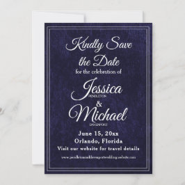 Reserve A Data Luxury Velvet Navy Blue Monogram Wedding