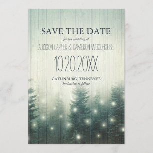Reserve A Data Luzes da floresta   Rustic Salvar a data