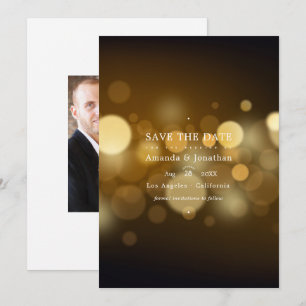 Reserve A Data Luzes de casamento com Bokeh moderno clássico para