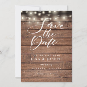 Reserve A Data Luzes de Corda com Letra Elegante Casamento de Mad