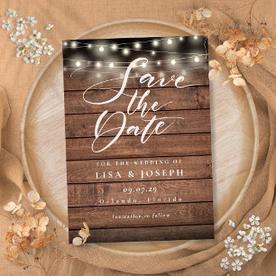 Reserve A Data Luzes de Corda em Madeira Rústica para Casamento S