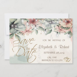 Reserve A Data Luzes de Corda, Pincelada, Floral Salvar a Data