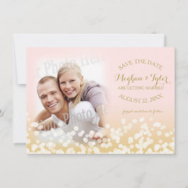Reserve A Data Luzes Intermitentes Dourado e Rosa Salve a Data