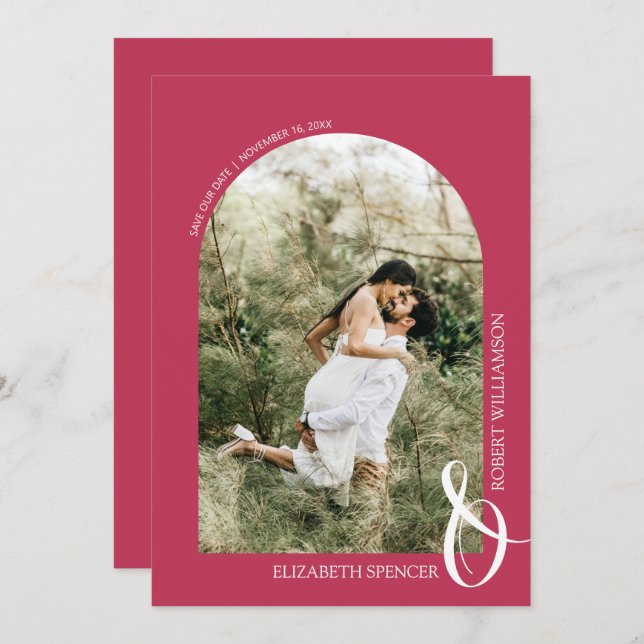 Reserve A Data Magenta de Casamento de Código QR (Frente/Verso)