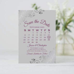 Reserve A Data Magenta no Calendário de Casamento de Cinzas Silve