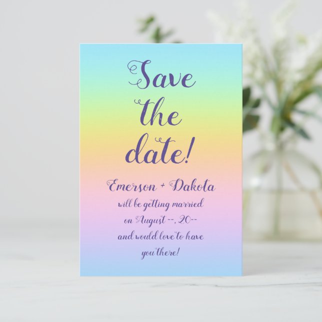Reserve A Data Magnificent Pastel Rainbow Wedding (Em pé/Frente)