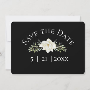 Reserve A Data Magnólia Branca no Preto de Casamento Save the Dat