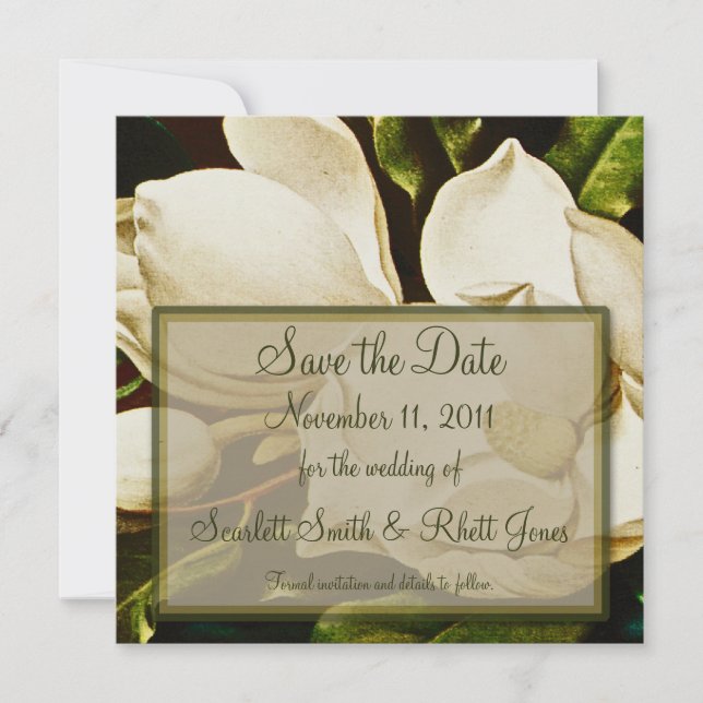 Reserve A Data Magnolias Wedding Salve Aviso de Data (Frente)
