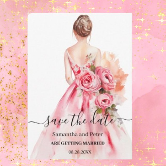 Reserve A Data Mancha de Casamento de Aquarela Salvar a Data (Capture your love story with Brett Designs' stunning watercolor wedding gown save the dates.)