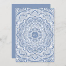 Mandala branca azul empoeirada elegante