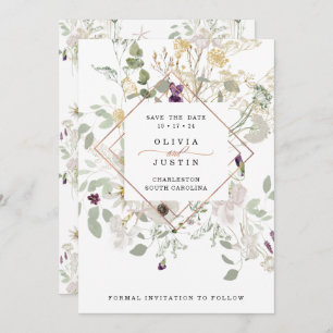 Reserve A Data Manhã Flores selvagens Delicar Rosa Geométrico D