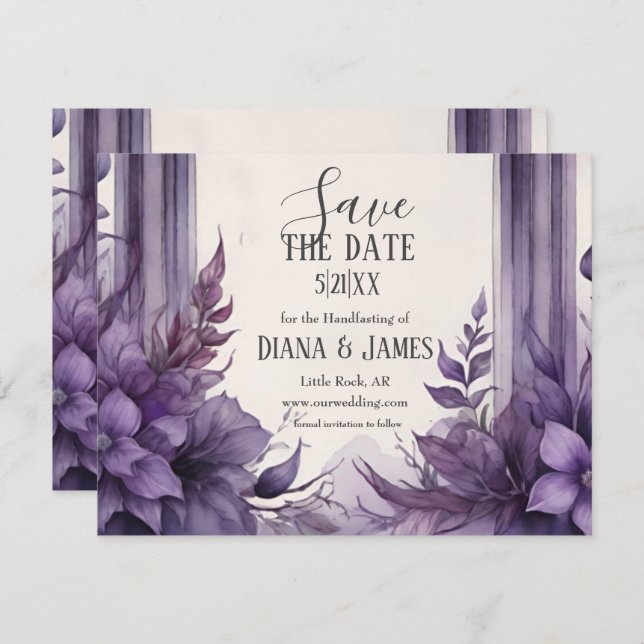 Reserve A Data Manipulação de Pagan com Arca Floral Púrpura (Frente/Verso)