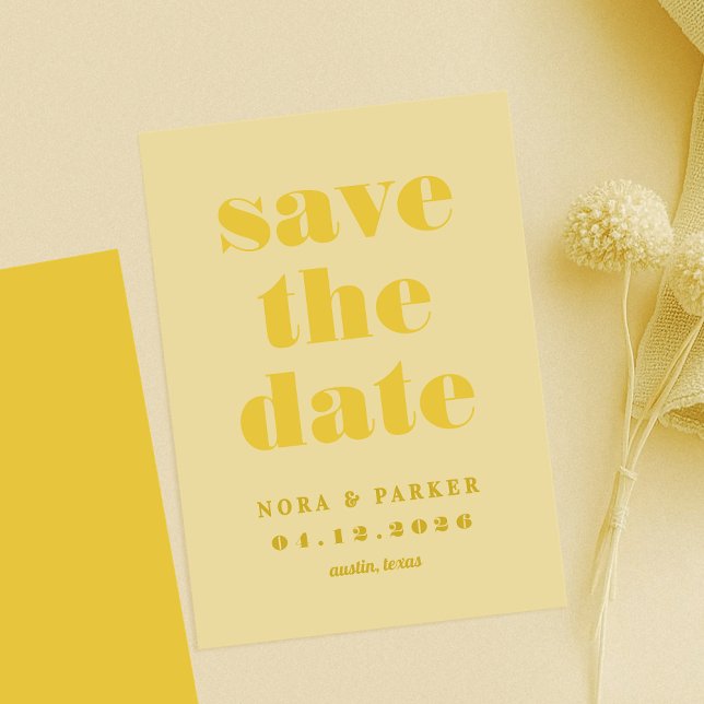 Reserve A Data Manteiga Amarelo Simples Casamento Moderno (Butter Yellow Simple Modern Wedding Save The Date)