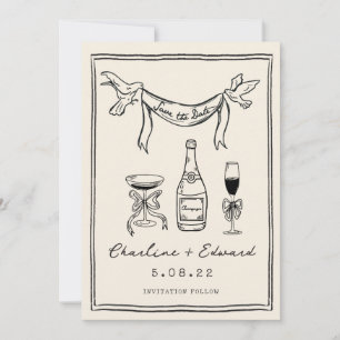 Reserve A Data Manuscrito à mão com funk Guarde a data