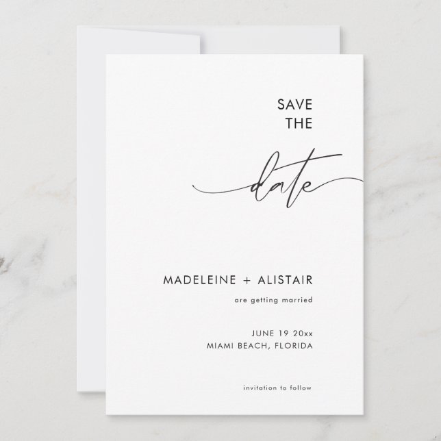 Reserve A Data Manuscrito de Caligrafia Mínima Moderno Preto Bran (Frente)