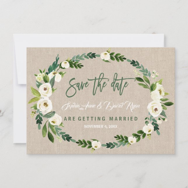 Reserve A Data Manuscrito Preto Branco Da Aquarela Salvar A Data (Frente)