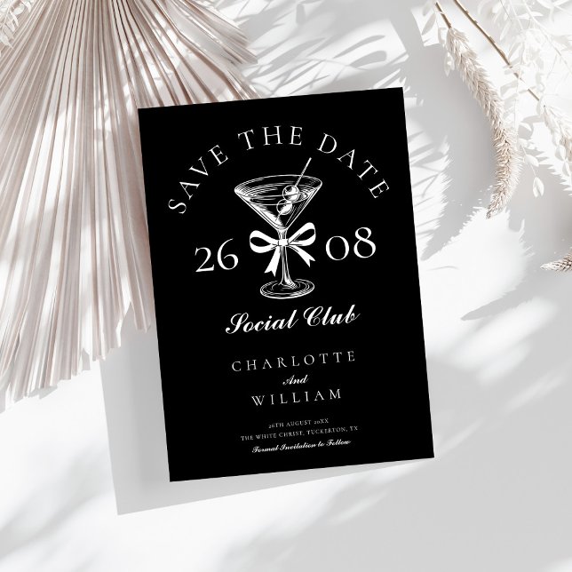 Reserve A Data Mão Desenhada Moderno Martini (Criador carregado)