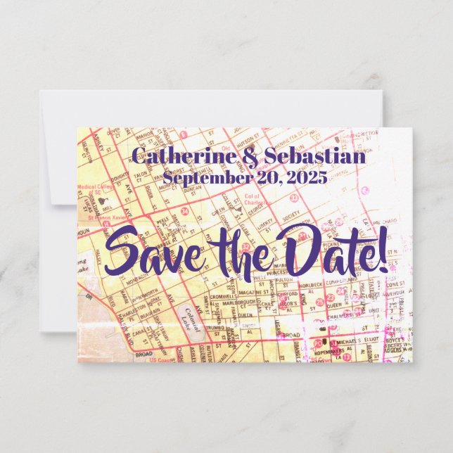 Reserve A Data Mapa Antigo de Charleston, SC (Frente)