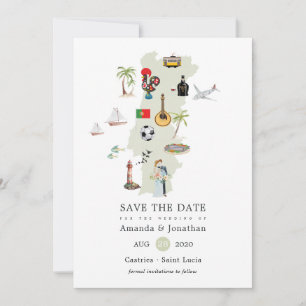 Reserve A Data Mapa aquarela de Portugal Casamento Destino