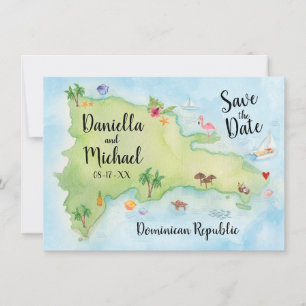 Reserve A Data Mapa da República Dominicana em Aquarela Salve a D