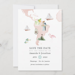 Reserve A Data Mapa de Aquarela de Casamento no Rio de Destino