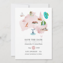 Mapa de Aquarela do Casamento de Destino da Austrá