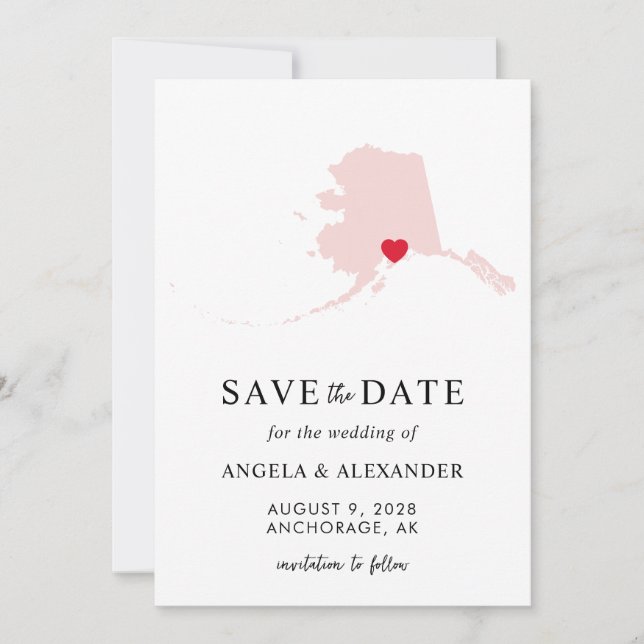 Reserve A Data Mapa de Casamento do Blush Alaska (Frente)