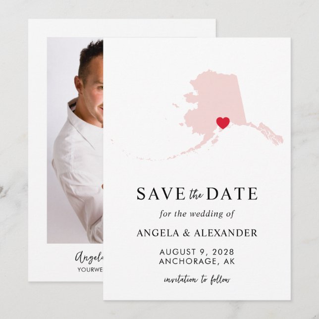 Reserve A Data Mapa de Casamento do Blush Alaska (Frente/Verso)