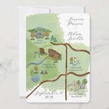 Mapa de Detalhes do Fim de Semana de Casamento no