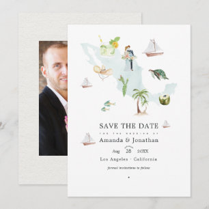 Reserve A Data Mapa de México aquarela para foto de casamento no