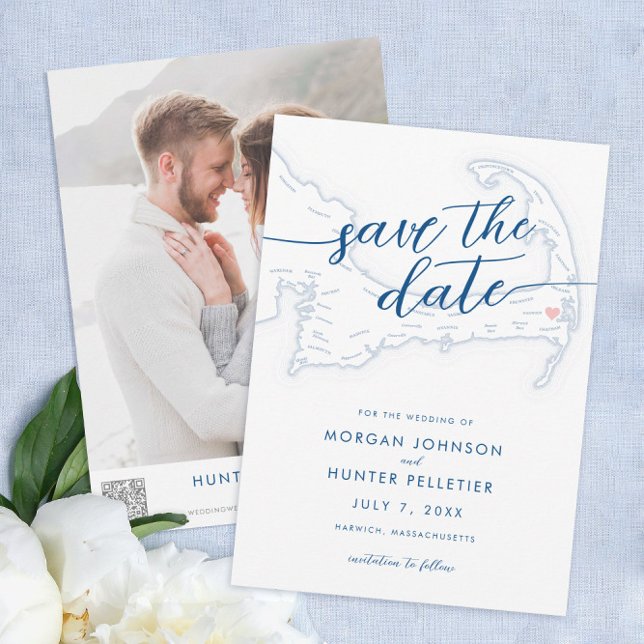 Reserve A Data Mapa de Recurso Moderno Mínimo do Wequassett (Wequassett Resort Wedding Save the Date minimal modern navy blue by Coastal Map Designs)