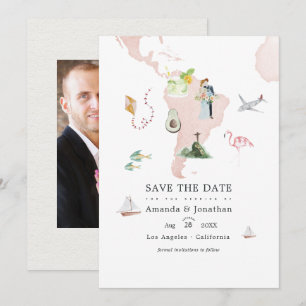 Reserve A Data Mapa de Rio em Aquarela para Foto de Casamento no 