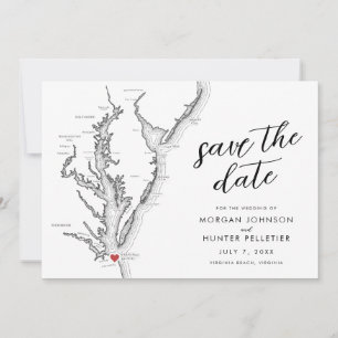 Reserve A Data Mapa de Virginia Beach Casamento Moderno