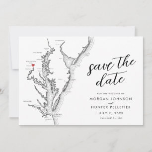 Reserve A Data Mapa de Washington DC Casamento Moderno