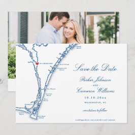 Reserve A Data Mapa de Wilmington NC Azul Marinho