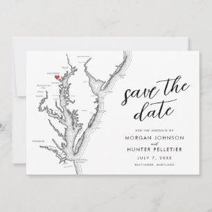 Reserve A Data Mapa Minimalista Moderno de Casamento Baltimore Ma