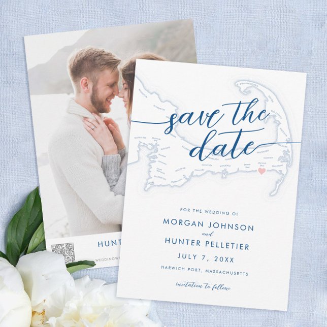 Reserve A Data Mapa mínimo moderno do clube de praia de Wychmere (Wychmere Beach Resort Minimal Modern navy blue Wedding save the date from Coastal Map Designs)
