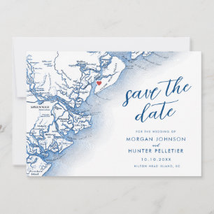 Reserve A Data Mapa moderno de Hilton Head Island SC Casamento