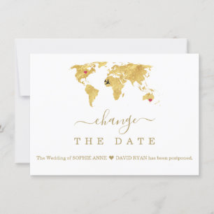 Reserve A Data Mapa Mundial Destino Dourado Casamento Mudar a Dat