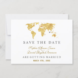 Reserve A Data Mapa Mundial Dourado de Destino Elegante e Tendênc