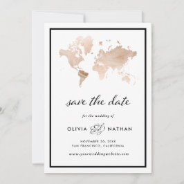 Reserve A Data Mapa Mundial Glamoroso | Viagem Elegante Casamento