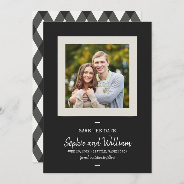 Reserve A Data Máquina de escrever e Script de Fotografia Salvar  (Frente/Verso)