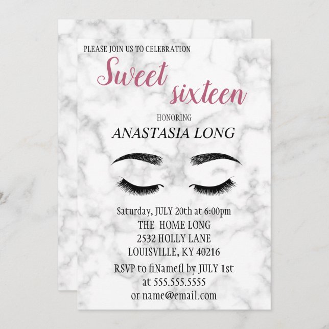 Reserve A Data Marble Moderno, Elegante, Lashes Faux (Frente/Verso)