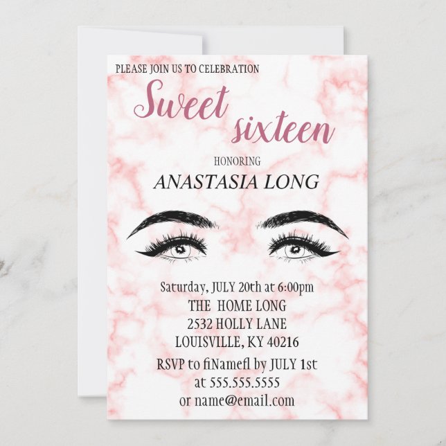 Reserve A Data Marble Moderno, Elegante, Lashes Faux Salvem A Dat (Frente)