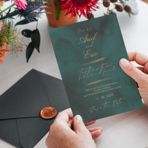 Reserve A Data Marble Verde Emerald e Casamento Eucalyptus Dourad