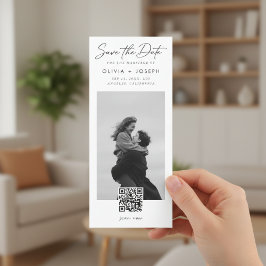 Reserve A Data Marcador de Foto com QR Code Moderno Casamento