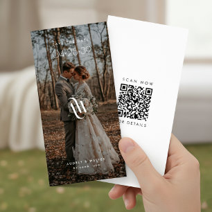 Reserve A Data Marcador de Página com Monograma Elegante QR-code 