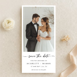 Reserve A Data Marcador de Página de Casamento com Foto de Letra 