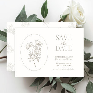 Reserve A Data Marfim & Areia   Chic Save the Date de Casamento F
