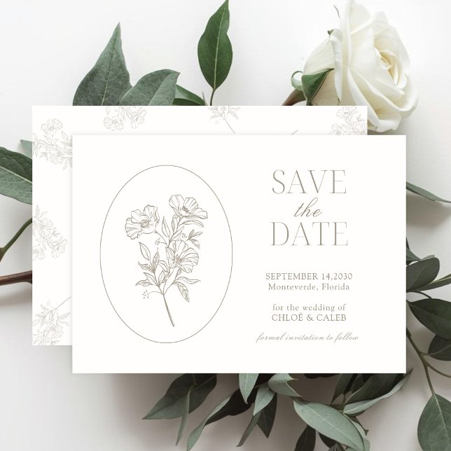 Reserve A Data Marfim & Areia | Chic Save the Date de Casamento F (Criador carregado)